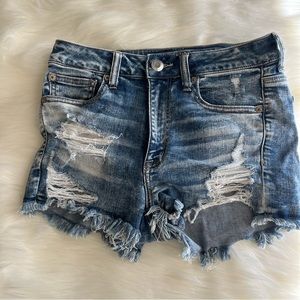 American Eagle High Rise Shortie Jean Shorts